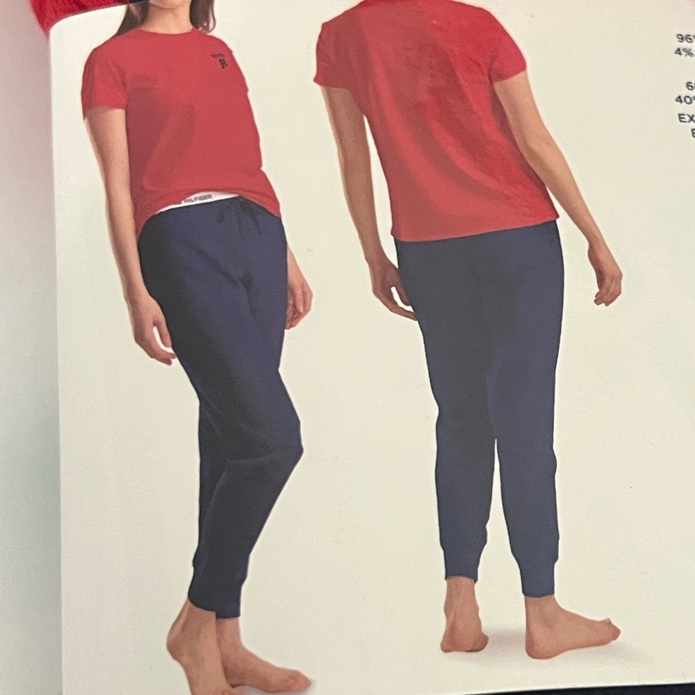 Tommy Hilfiger Red and Navy Joggers XL NWT